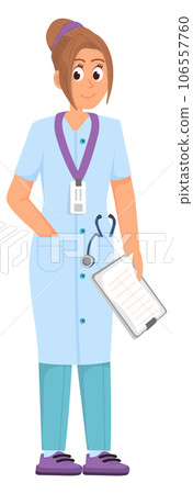 Smiling woman doctor. Female hospital cartoon worker 106557760