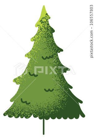 Spruce tree in trendy textured style. Evergreen plant 106557803