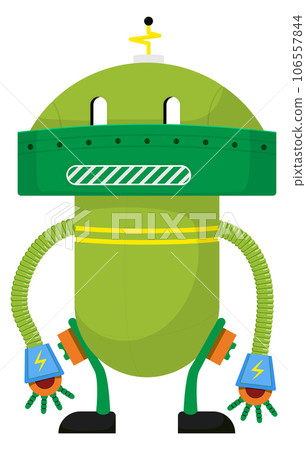Green robot. Funny electric mascot. Cartoon character 106557844