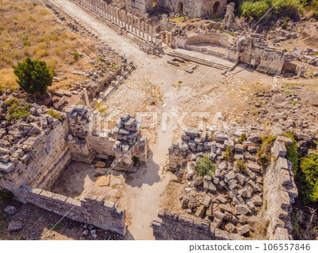 Ruins of the ancient Lycian city Perge located near the Antalya city in Turkey turkiye, GO Everywhere Ruins of the ancient Lycian city Perge located near the Antalya city in Turkey turkiye, GO Everywhere 106557846