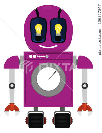 Robot in childish cartoon style. Funny retro mascot Robot in childish cartoon style. Funny retro mascot 106557847