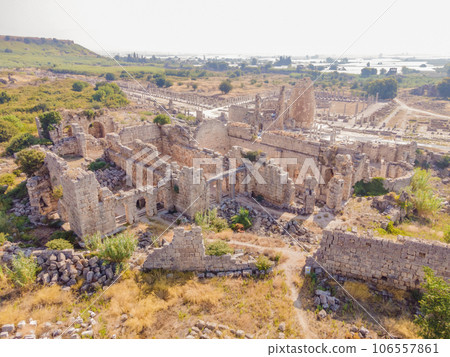 Ruins of the ancient Lycian city Perge located near the Antalya city in Turkey turkiye, GO Everywhere Ruins of the ancient Lycian city Perge located near the Antalya city in Turkey turkiye, GO Everywhere 106557861