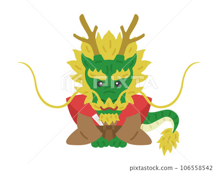 穿著和服打招呼的龍角色的插圖 106558542