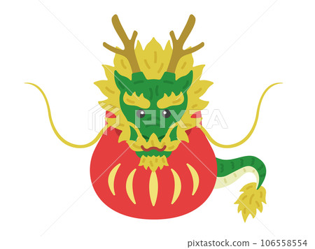 Illustration of a dragon character dressed as Daruma Illustration of a dragon character dressed as Daruma 106558554
