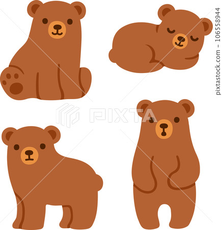 Set of cute cartoon brown bear cubs 106558944