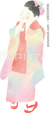 Illustration of a girl in a kimono Illustration of a girl in a kimono 106559490