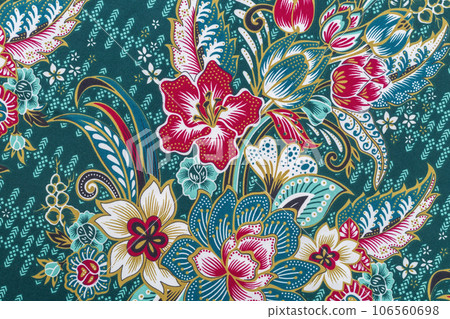 The Colorful batik cloth fabric background. 106560698