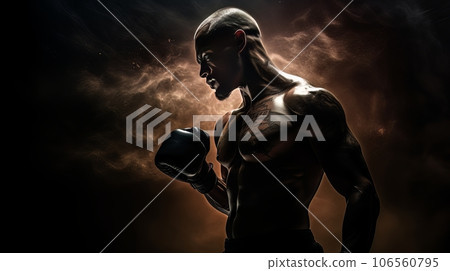 Athletic man on dark background. Martial arts athlete, AI Athletic man on dark background. Martial arts athlete, AI 106560795