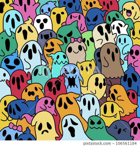Ghost Collection, Ghost Silhouette Set, and Doodle Style Vector Illustrations for Halloween 106561184