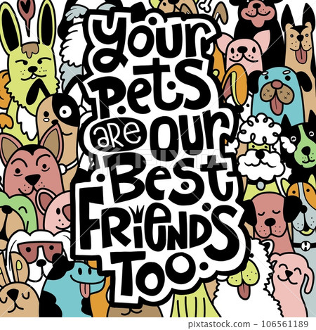 Collection of cute dogs. Set of doodle pets on a white background. Hand drawn illustration with black and white dogs ,Hand drawing Doodle 106561189