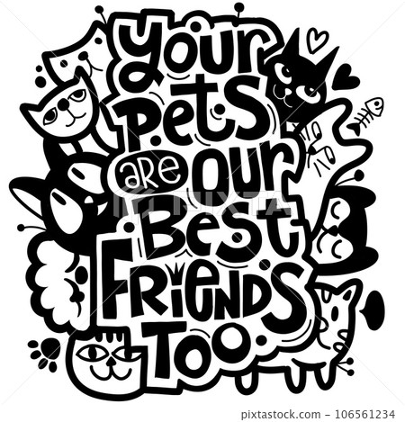 Collection of cute dogs. Set of doodle pets on a white background. Hand drawn illustration with black and white dogs ,Hand drawing Doodle 106561234