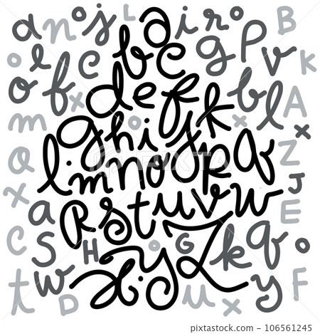 hand drawn alphabet in ink. Writing in English by hand. isolated typeface group on a white background hand drawn alphabet in ink. Writing in English by hand. isolated typeface group on a white background 106561245