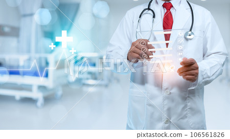 The doctor signs a document approving the patient's treatment. medical concept. medical treatment concept. The doctor signs a document approving the patient's treatment. medical concept. medical treatment concept. 106561826