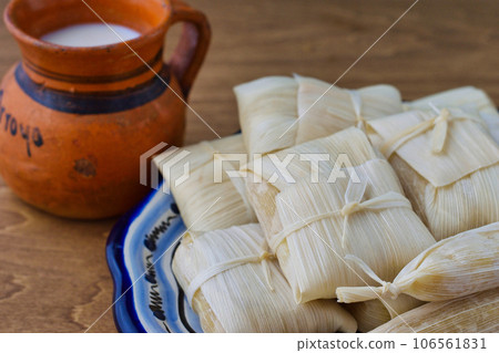 Mexican cuisine tamales and atole 106561831