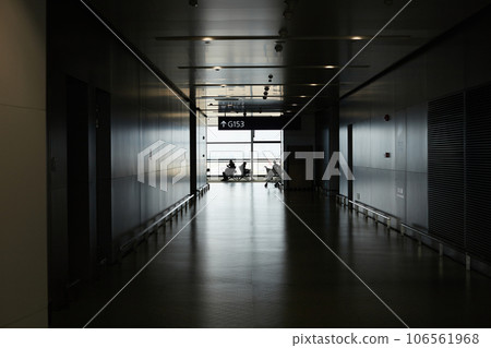 在機場航站樓等待登機的乘客 在機場航站樓等待登機的乘客 106561968