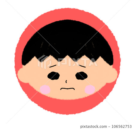 哭泣的男孩臉圖標[圓形彩色圖標] 106562753
