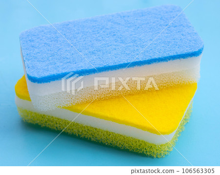 Cleaning kitchen dishwashing sponge. Copy space Cleaning kitchen dishwashing sponge. Copy space 106563305