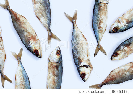 Salted fish on white background. Salted fish on white background. 106563333
