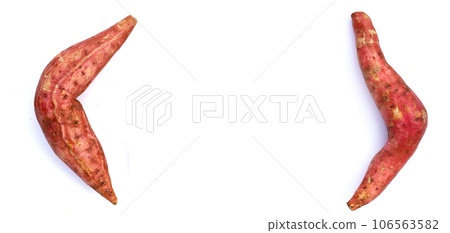 Frame made of sweet potato on white background. Frame made of sweet potato on white background. 106563582