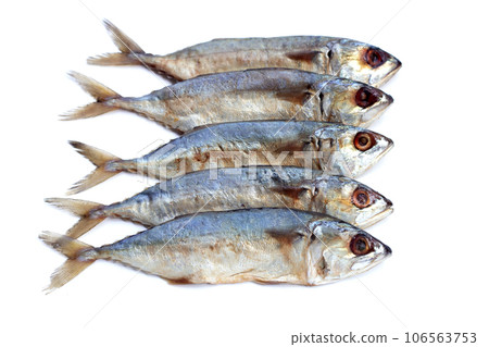 Salted fish on white background. 106563753