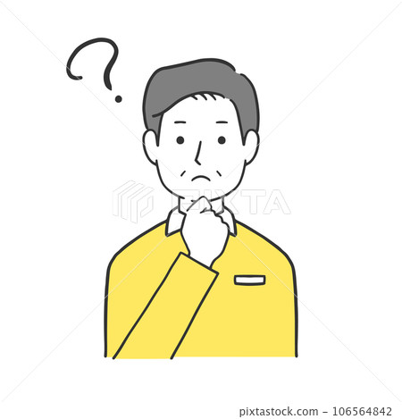 Illustration of an old man feeling doubts Illustration of an old man feeling doubts 106564842