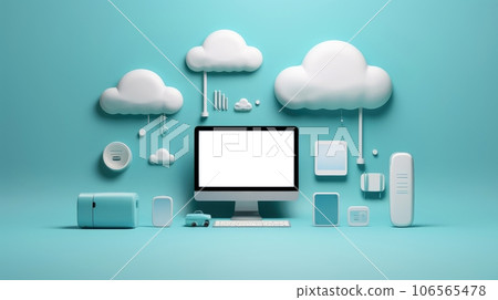 3D white green cloud icon minimal style, cloud computing online service, digital technology security concept, Generative AI illustration 3D white green cloud icon minimal style, cloud computing online service, digital technology security concept, Generative AI illustration 106565478
