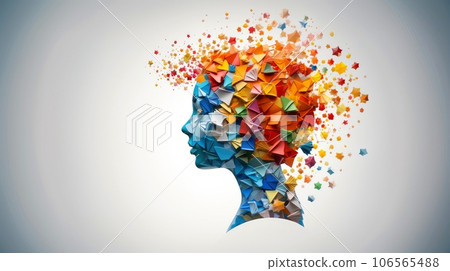 Abstract profile of a human head and consciousness with physical and chemical structures in the head, Person creative mind, Psychic waves concept, Generative AI illustration 106565488