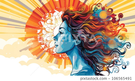 Abstract profile of a human head and... - Stock Illustration [106565491 ...