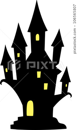 萬聖節背景時尚可愛的幽靈流行城堡剪影矢量插畫燈 萬聖節背景時尚可愛的幽靈流行城堡剪影矢量插畫燈 106565807