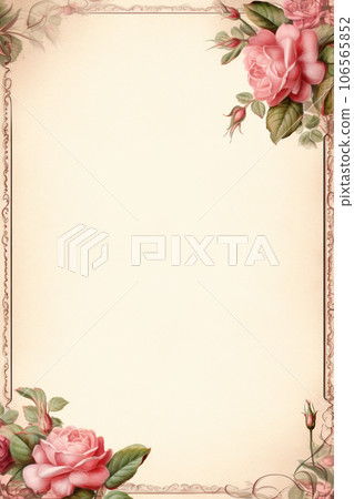watercolor frame with flowers,English Style. 106565852