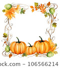 border frame with pumpkins and autumn leaves 106566214