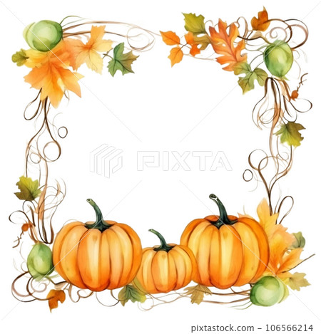 border frame with pumpkins and autumn leaves border frame with pumpkins and autumn leaves 106566214