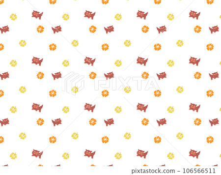 可愛的無縫背景與風獅和木槿 可愛的無縫背景與風獅和木槿 106566511