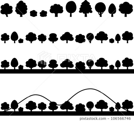 水平排列的樹木的剪影插圖集 水平排列的樹木的剪影插圖集 106566746