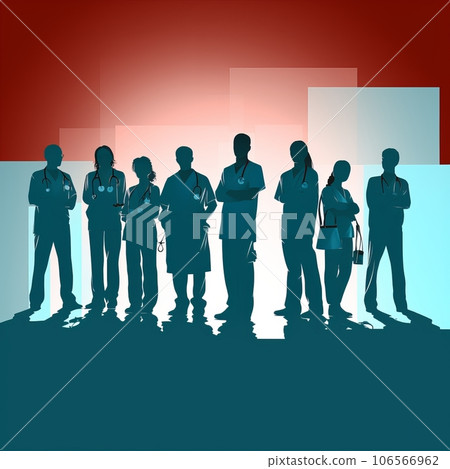 Illustration of silhouettes of the professionals medics, doctors Illustration of silhouettes of the professionals medics, doctors 106566962