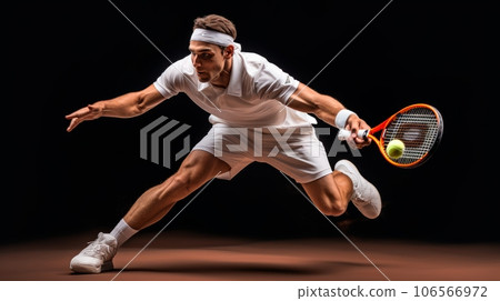 Illustration of a man playing tennis, stylized image, dynamic pose 106566972
