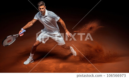 Illustration of a man playing tennis, stylized image, dynamic pose Illustration of a man playing tennis, stylized image, dynamic pose 106566973