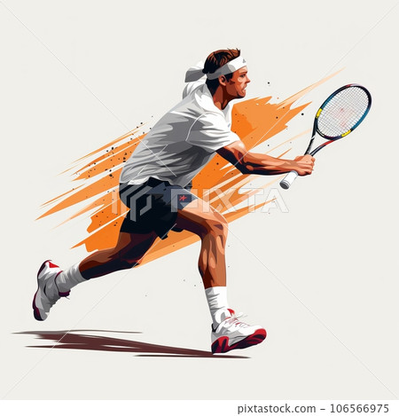 Illustration of a man playing tennis, stylized image, dynamic pose Illustration of a man playing tennis, stylized image, dynamic pose 106566975