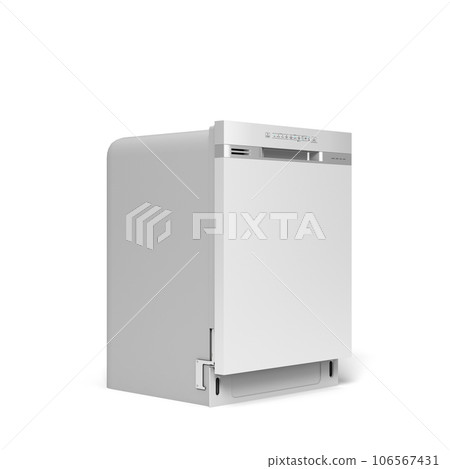 modern new dishwasher perspective view 3d render on white 106567431