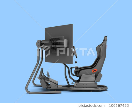 modern car game simulator left side view 3d render on blue 106567433