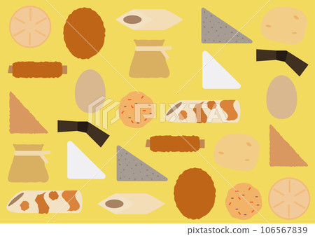 可愛的關東煮食材插畫壁紙 106567839