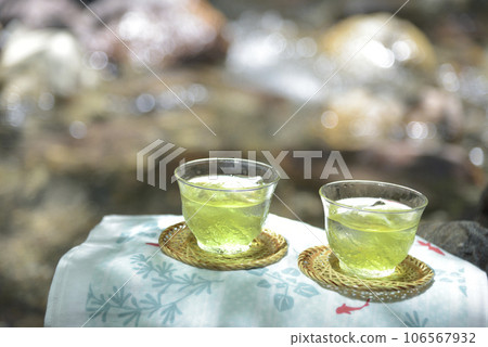 mountain stream and green tea mountain stream and green tea 106567932