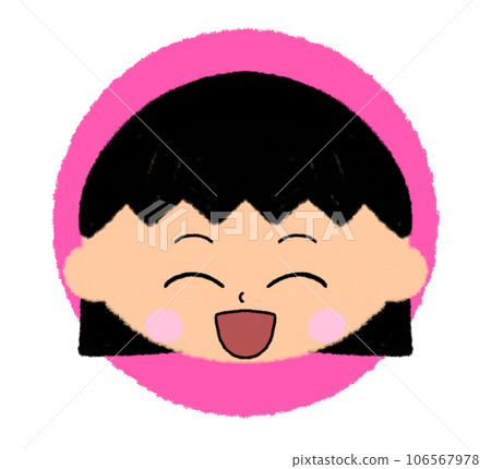 笑臉女孩的臉圖標[完美的彩色圖標] 106567978