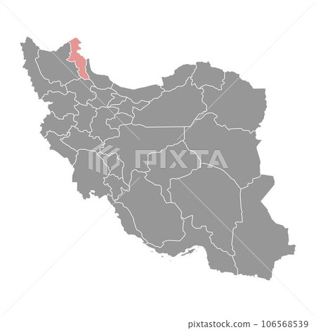 Ardabil province map, administrative division of Iran. Vector illustration. Ardabil province map, administrative division of Iran. Vector illustration. 106568539