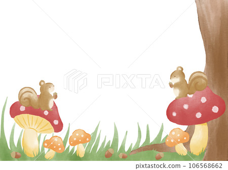 Autumn forest with squirrels and mushrooms 106568662