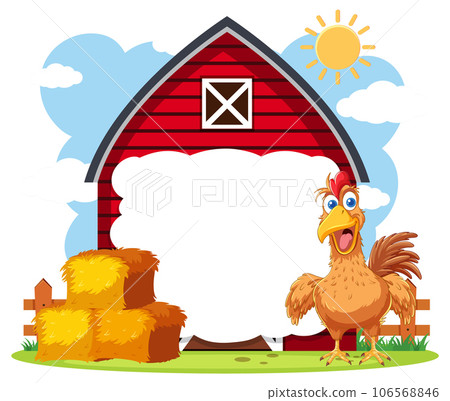 Chicken at Farm with Barn Banner 106568846