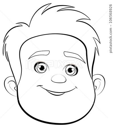 Outline of Teen Male Cartoon Face 106568926