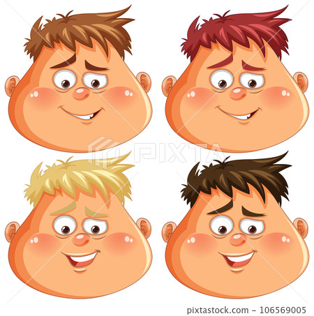 Overweight Man Head with Sneer Face Collection Overweight Man Head with Sneer Face Collection 106569005