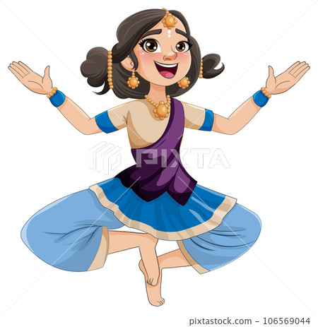 Indian cartoon characters in traditional cultural outfit 106569044