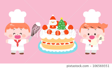 Child making Christmas cake 106569351